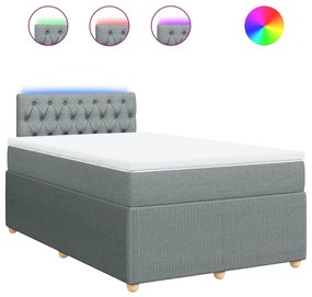 vidaXL Κρεβάτι Boxspring με Στρώμα Ανοιχτό Γκρι 120x190 εκ. Υφασμάτινο