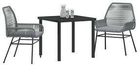 vidaXL Σέτ φαγητού για κήπο 3 pcs Γκρι συνθετικό ρατάν
