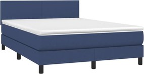 vidaXL Κρεβάτι Boxspring με Στρώμα &amp; LED Μπλε 140x190 εκ. Υφασμάτινο