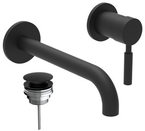 La Torre New Tech Black Matt Μπαταρία Νιπτήρος Εντοιχισμού 2 Οπών+Βαλβίδα clic-clac 12208-400 R0338-400