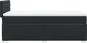 vidaXL Κρεβάτι Boxspring με Στρώμα Μαύρο 80 x 200 εκ. Συνθετικό Δέρμα