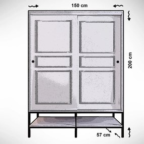 Διφυλλη Ντουλαπα Συρομενη Λευκο MARTIN 50x42x200