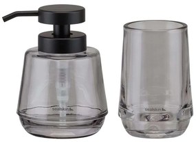 Mood grey set δοχείο κρεμοσάπουνου 380 ml & ποτήρι οδοντόβουρτσας Sealskin