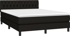 vidaXL Κρεβάτι Boxspring με Στρώμα Μαύρο 140x190 εκ. Υφασμάτινο