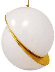 01555 GloboStar® GLOBOSTAR® HUDSON 01555 Μοντέρνο Κρεμαστό Φωτιστικό Οροφής με Ντουί 1 x E27 AC 220-240V IP20 - Λευκό &amp; Χρυσό - Μ30 x Π30 x Υ34cm