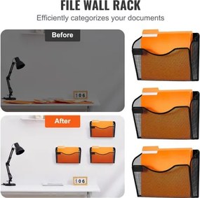 VEVOR File Wall Rack Mesh Wall File Holder 3-Piece 1 Pocket for Office &amp; School