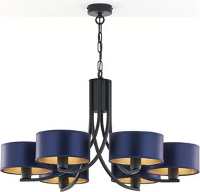 Κρεμαστό Πολύφωτο Arthur Φ78cm Μαύρο με Μπλε Ύφασμα