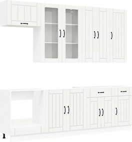vidaXL Μονάδα κουζίνας LUCCA 8 pcs Λευκό Επεξεργασμένο Ξύλο