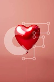 Intra Συλλεκτικό Ξύλινο Παζλ Plywood 4mm - Κόκκινο μπαλόνι σε σχήμα καρδιάς Σε Ξύλινο Κουτί - Διαστάσεις: 10x10 cm – 25 κομμάτια