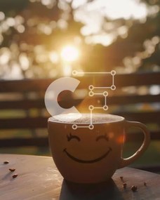 Σετ των 2 Intra Συλλεκτικό Ξύλινο Παζλ Plywood 4mm - Φλιτζάνι καφέ Smiley Face σε ξύλινο τραπέζι Σε Ξύλινο Κουτί - Διαστάσεις: 10x10 cm – 25 κομμάτια