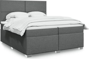 vidaXL Κρεβάτι Boxspring με Στρώμα Σκούρο Γκρι 200x200 εκ. Υφασμάτινο