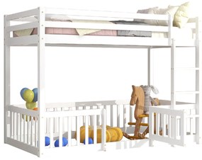ΠΑΙΔΙΚΗ ΚΟΥΚΕΤΑ ΜΕ ΠΑΡΚΑΚΙ PLAYKID HM703.03 ΞΥΛΟ ΠΕΥΚΟΥ ΛΕΥΚΟ ΓΙΑ 190x90εκ