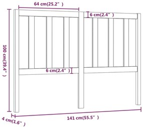 vidaXL Κεφαλάρι Κρεβατιού Μελί 141 x 4 x 100 εκ. από Μασίφ Ξύλο Πεύκου