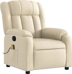 vidaXL Πολυθρόνα Μασάζ Ανακλινόμενη Κρεμ Υφασμάτινη