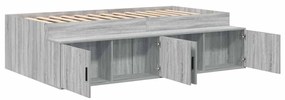 vidaXL Κρεβάτι με αποθηκευτικό χώρο Γκρι sonoma 90 x 200 cm