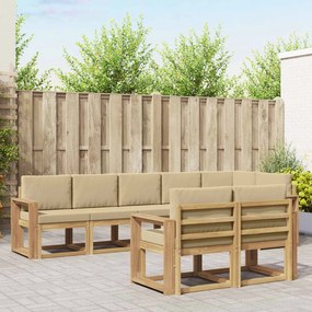 vidaXL Σειρά Καναπέ Εξωτερικού 8 pcs Λευκό και Μπεζ Πολυεστέρας