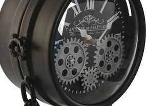 Bordklokke Home ESPRIT Μαύρο Ασημί