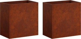 vidaXL Γλάστρα Κήπου 2 τμχ. Σκ rusty 50 x 30 x 40 εκ.