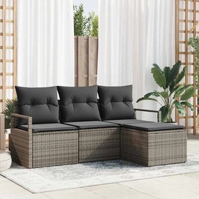 vidaXL Σετ Καναπέ Κήπου 4 pcs Γκρι Πολυ rattan, βαμμένο ατσάλι