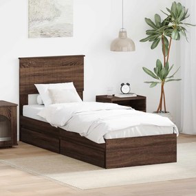 vidaXL Κρεβάτι Αποθήκης Καφέ δρυς 75 x 190 cm Επεξεργασμένο ξύλο