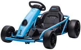 Ηλεκτρικό καρτ για παιδιά, λειτουργία drift, κόρνα, μουσική, ζώνη ασφαλεθείας, soft start, μπλε/μαύρο