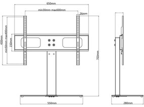 Βάση Τηλεόρασης για Οθόνη 37-55 Ιντ. Max VESA 600x400χιλ. 40 κ. - Μαύρο