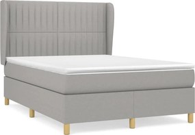 vidaXL Κρεβάτι Boxspring με Στρώμα Ανοιχτό Γκρι 140x200 εκ. Υφασμάτινο