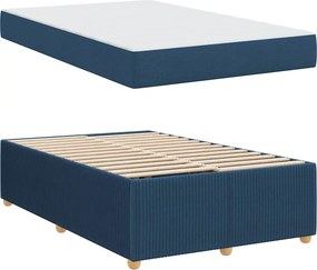 vidaXL Σκελετός Κρεβατιού με στρώμα Μπλε 120 x 190 cm ύφασμα