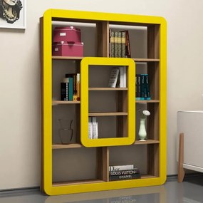 Stewehome Βιβλιοθήκη Λευκό Κίτρινο 108x41x140 cm