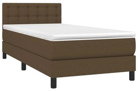 vidaXL Κρεβάτι Boxspring με Στρώμα &amp; LED Σκ.Καφέ 80x200 εκ. Υφασμάτινο