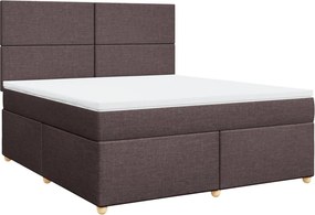 vidaXL Κρεβάτι Boxspring με Στρώμα Σκούρο Καφέ 180x200 εκ Υφασμάτινο