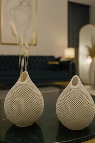 Stewehome σετ διακοσμητικών βάζων σετ 2 τεμαχίων Κρεμ 9x13x13 cm