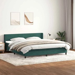 Κρεβάτι Boxspring με Στρώμα Σκούρο Πράσινο 200x210εκ. Βελούδινο - Πράσινο