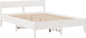 vidaXL Σκελετός Κρεβ. Χωρίς Στρώμα Λευκό 135x190 εκ Μασίφ Πεύκο