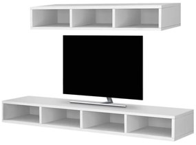 Έπιπλο τηλεόρασης επιτοίχιο Oliver Megapap χρώμα λευκό 129x30x15εκ.