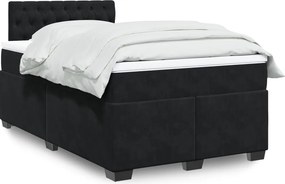 vidaXL Κρεβάτι Boxspring με Στρώμα Μαύρο 120 x 200 εκ. Βελούδινο