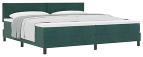 vidaXL Κρεβάτι Box Spring με Στρώμα Σκούρο Πράσινο 200x200 εκ Βελούδο