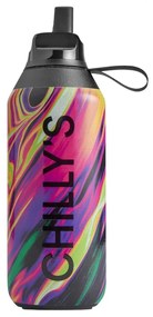 Μπουκάλι Θερμός Series 2 Flip Chilly's με πτυσσόμενο καλαμάκι, χωρητικότητα 500ml και διατήρηση θερμοκρασίας 24h κρύο - Dreamscape Cosmic Nebula