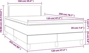 vidaXL Κρεβάτι Boxspring με Στρώμα Λευκό 120x200εκ.από Συνθετικό Δέρμα