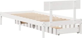 vidaXL Σκελετός Κρεβατιού Χωρίς Στρώμα Λευκό 100x200 εκ. Μασίφ Πεύκο