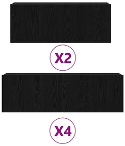 vidaXL Σετ επίπλου τηλεόρασης 6 pcs Μαύρη δρυς 100 x 30 x 30 cm