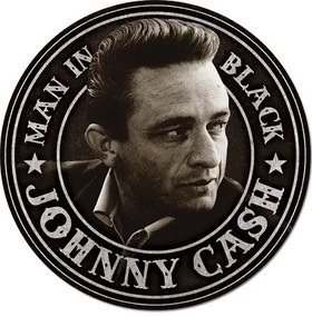 Μεταλλική πινακίδα Johnny Cash - Man in Black Round