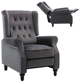 WOODWELL Ε7119,2CHESTER Relax Πολυθρόνα Μπερζέρα Σαλονιού, Καθιστικού Ύφασμα Velure Γκρι 78x85x104cm Ε7119,2