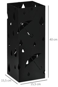 HOMCOM Βάση Ομπρέλας, 4 Γάντζοι, Δίσκος Συλλογής Στάγδην, Ατσάλι, Μαύρο