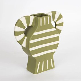 Βάζο Κεραμικό 752-20209 32x8x30,8cm Olive-Beige Estheti Home Κεραμικό