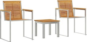 vidaXL Ξαπλώστρα 3 pcs Καφέ Στερεό Ξύλο Τίκ