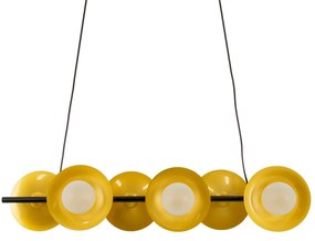 00783 GloboStar® JOLIET 00783 Μοντέρνο Κρεμαστό Φωτιστικό Ανάρτηση Πολύφωτο 6 x G9 Μαύρο & Χρυσό Μέταλλο - Μ95 x Π28 x Υ20cm