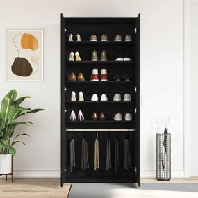 vidaXL Ντουλάπα Παπουτσιών Μαύρο 80 x 39 x 180 εκ Επεξεργασμένο ξύλο