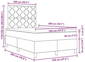 vidaXL Κρεβάτι με Ελατήριο  Μαύρο 120x200 εκ. Ύφασμα