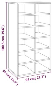 Παπουτσοθήκη Γκρι Sonoma 54x34x100,5 εκ. από Επεξεργασμένο Ξύλο - Γκρι